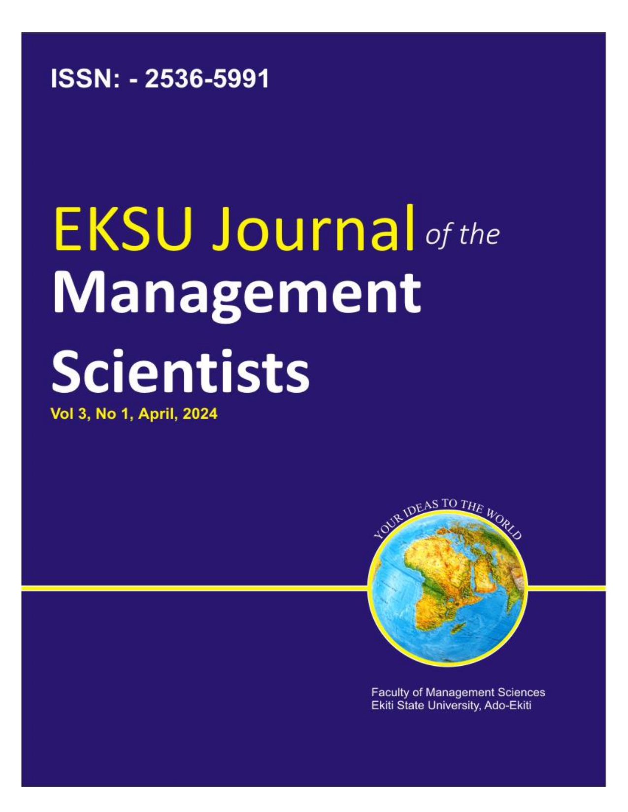 					View Vol. 3 No. 1 (2024): EKSU Journal of the Management Scientists
				