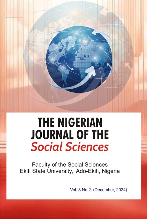 					View Vol. 8 No. 2 (2024): THE	NIGERIAN	JOURNAL	OF	THE	SOCIAL	SCIENCES (JOSS)
				