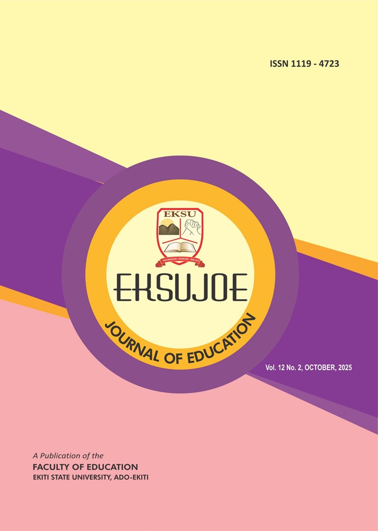 					View Vol. 12 No. 2 (2025): EKSU JOURNAL OF EDUCATION
				